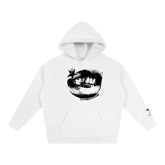 Oversize Fleeced Hoodie - Lip Print Hoodie
