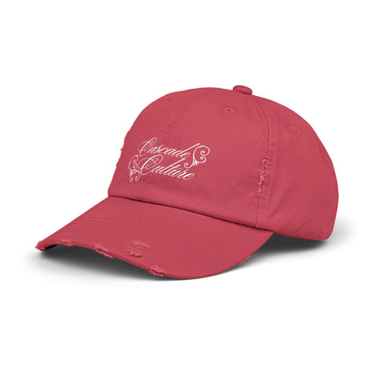 Distressed Embroidered Cap — "Cascade Culture" Script Logo