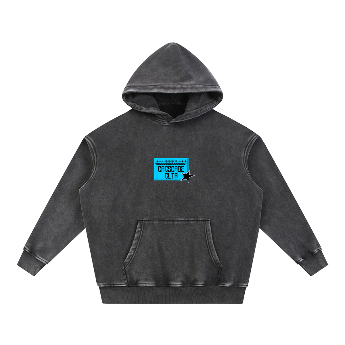 Collage Blue Oversized Fleece Cascade Hoodie