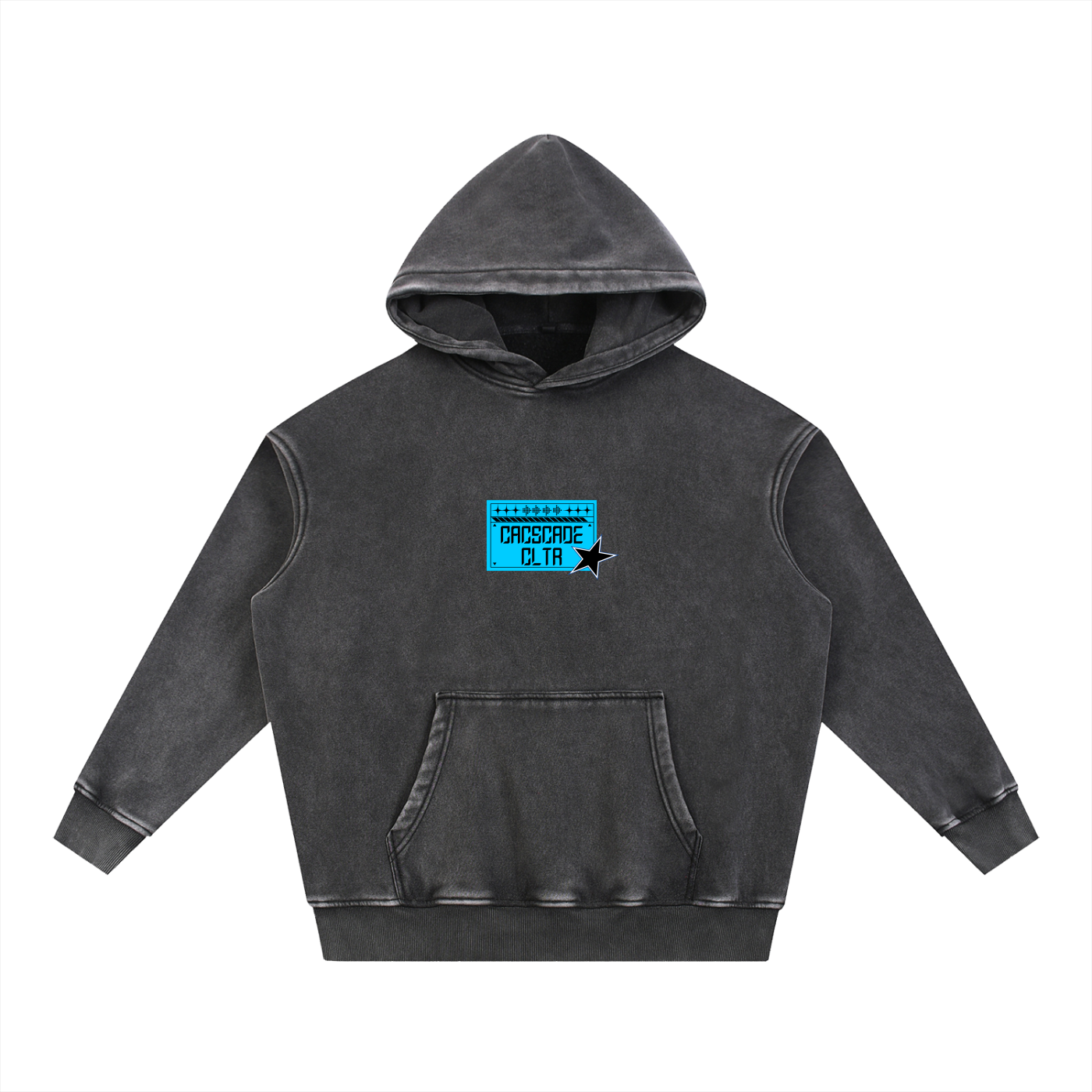 Collage Blue Oversized Fleece Cascade Hoodie