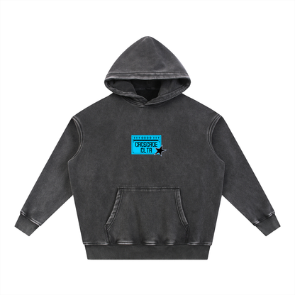 Collage Blue Oversized Fleece Cascade Hoodie