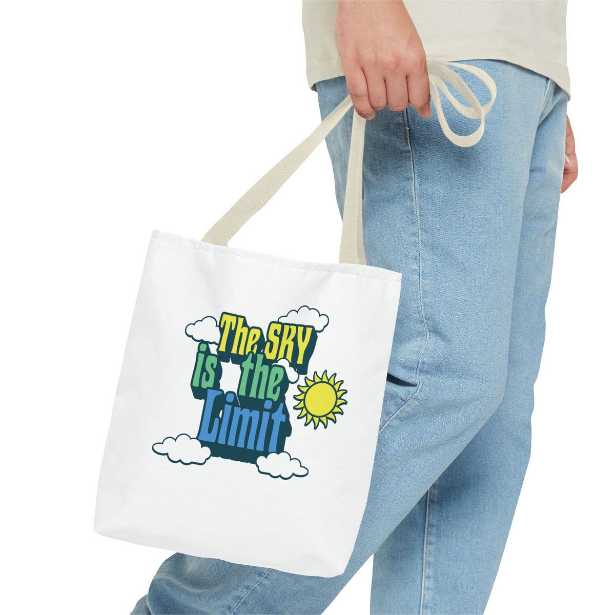 'The Sky Is The Limit' Tote Bag — Motivational Canvas Beach & Everyday Shopper