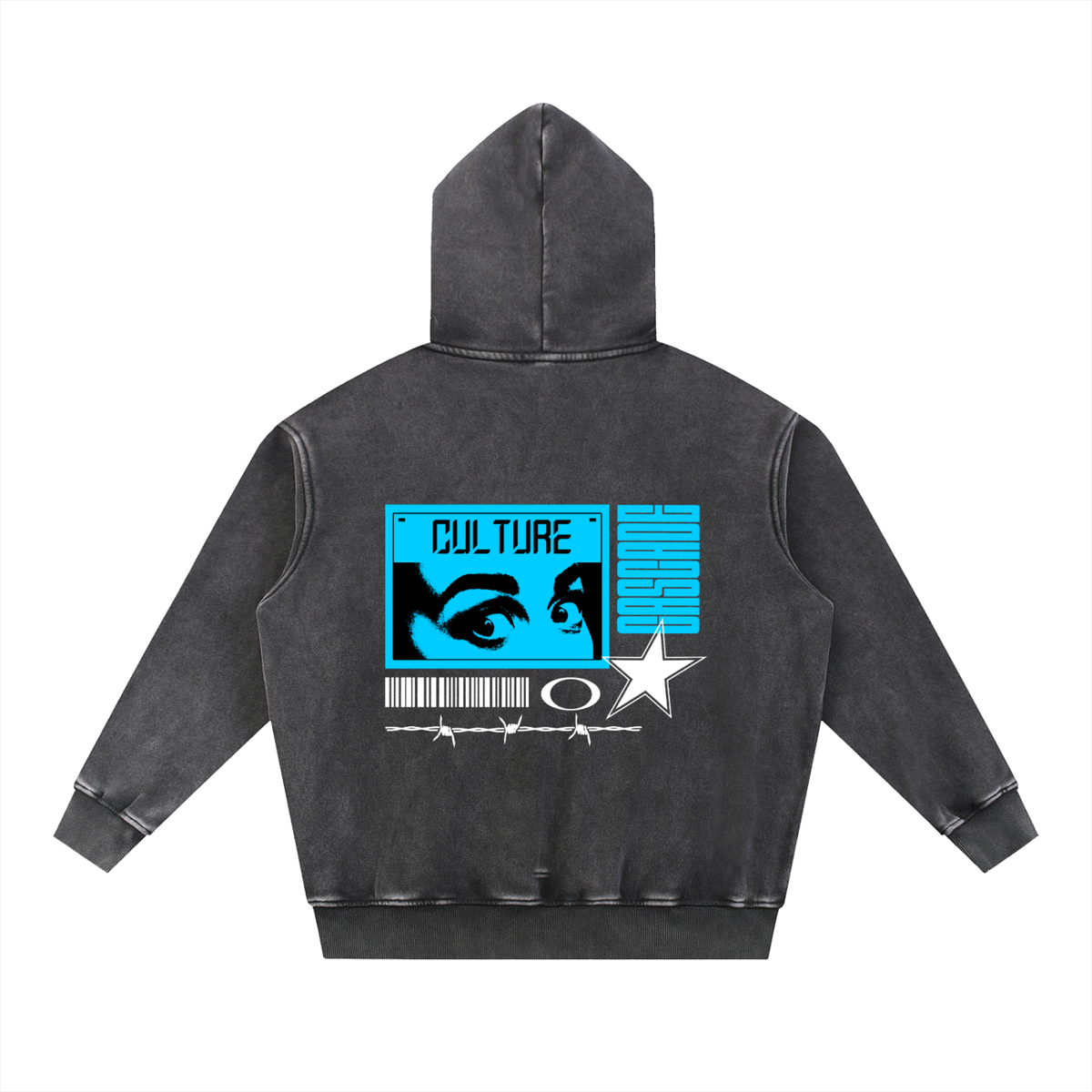 Collage Blue Oversized Fleece Cascade Hoodie
