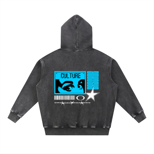 Collage Blue Oversized Fleece Cascade Hoodie