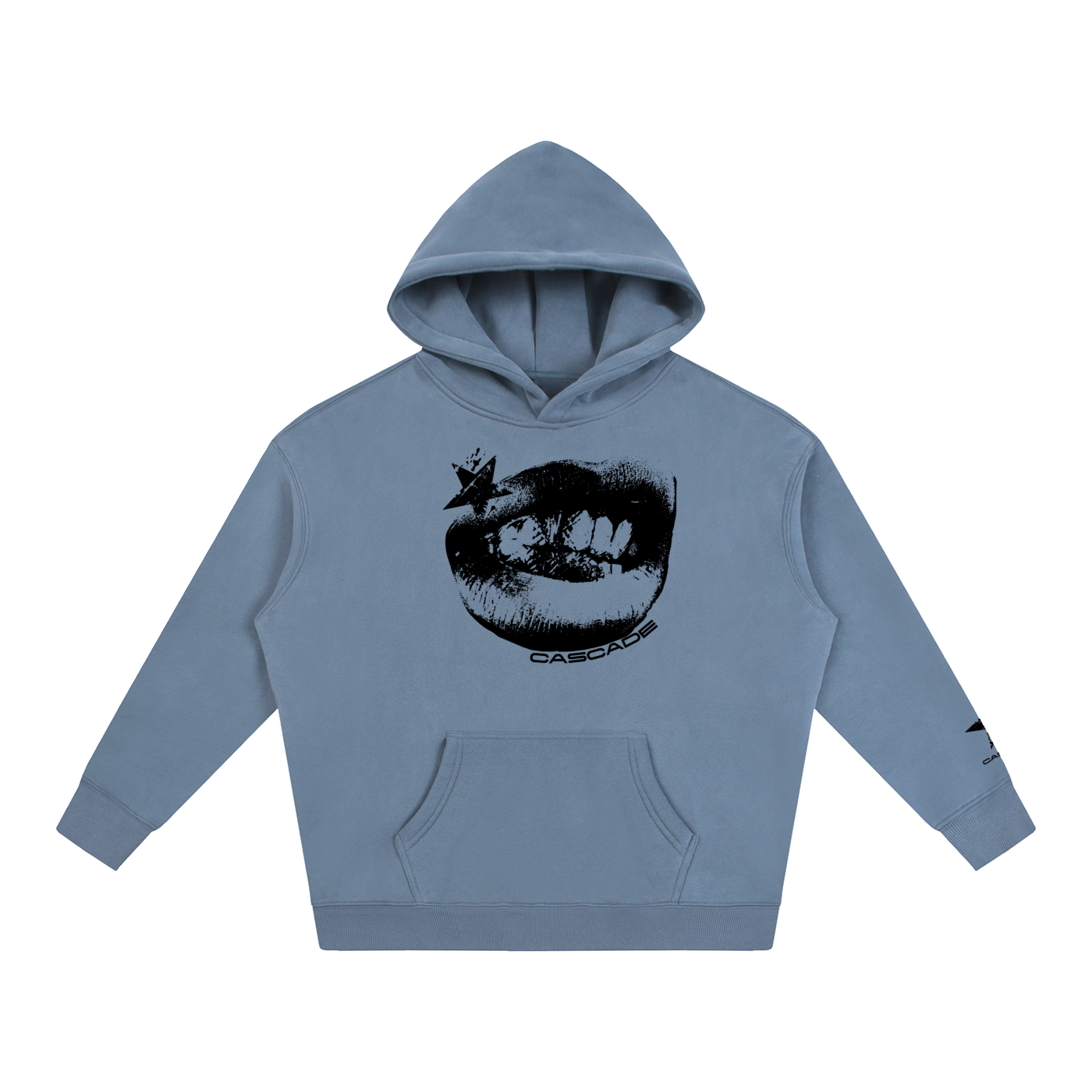 Oversize Fleeced Hoodie - Lip Print Hoodie